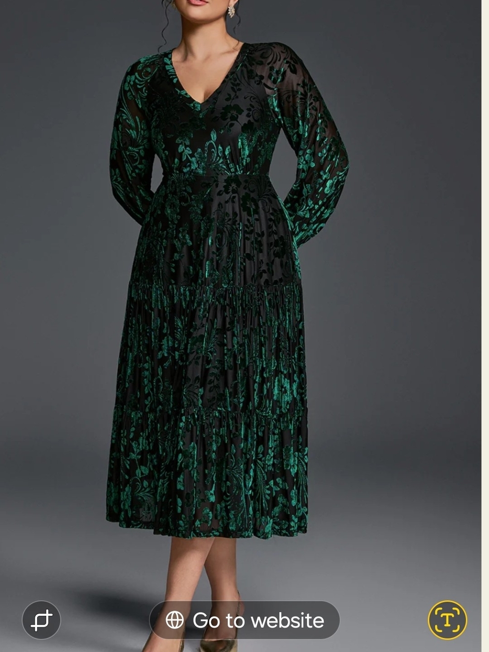 NEW NWT CurveINS Elegant Black & Emerald Green V-Neck Midi Dress Sz 3XL (22/24)